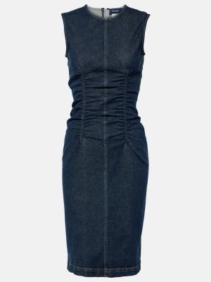 Βαμβακερή μίντι φόρεμα Sportmax μπλε