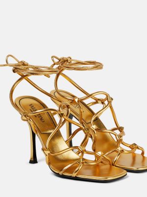 Sandały skórzane Valentino Garavani złote