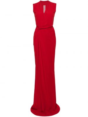Sukienka długa z krepy Rick Owens czerwona