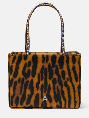 Saténová nákupná taška s potlačou s leopardím vzorom Amina Muaddi