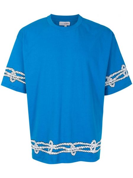 Βαμβακερή μπλούζα με σχέδιο Amir Slama μπλε