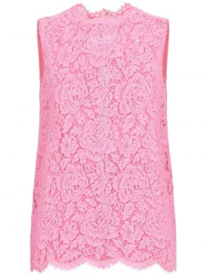 Krajkový květinový tank top Dolce & Gabbana růžový