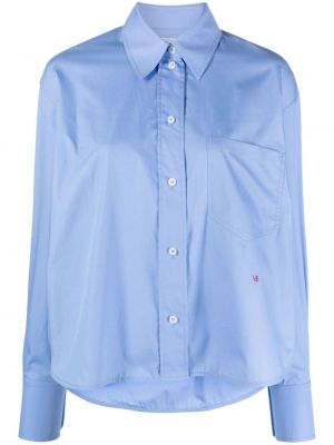 Памучна риза бродирана Victoria Beckham синьо