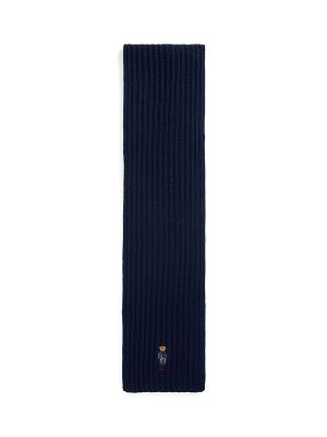 Bufanda con bordado de lana Polo Ralph Lauren azul