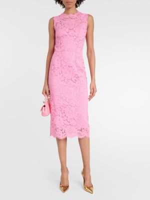 Dantel midi elbise Dolce&gabbana pembe