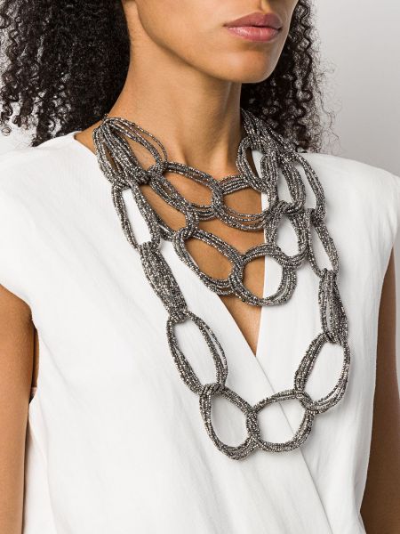 Collar con cuentas Brunello Cucinelli gris