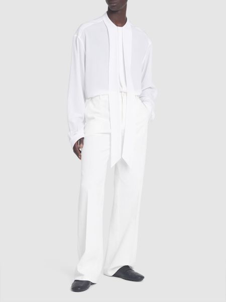 Oversized μεταξωτό πουκάμισο από κρεπ Dolce & Gabbana λευκό