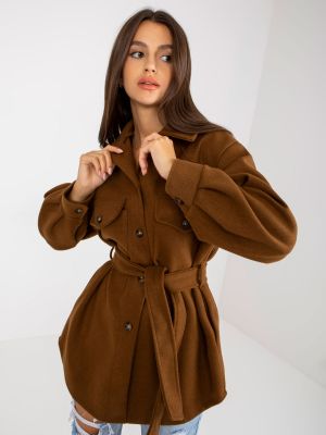 Kabát s kapsami Fashionhunters hnědý