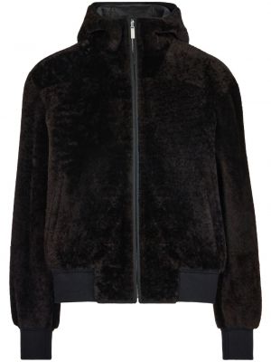 Obojstranná kožená bunda s kapucňou Ferragamo hnedá