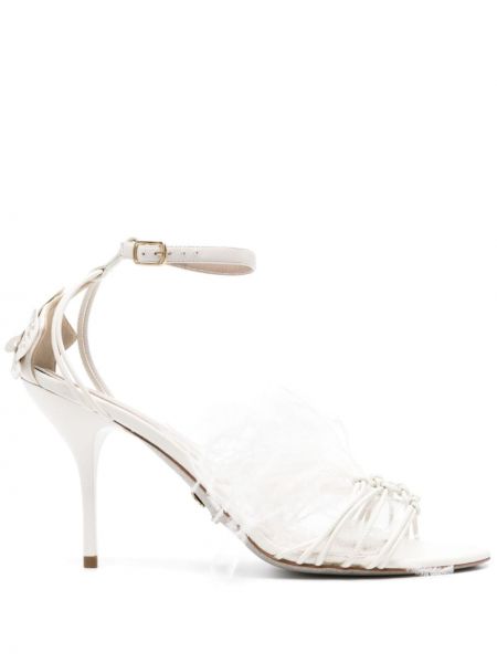 Kožené sandále s perím Genny biela