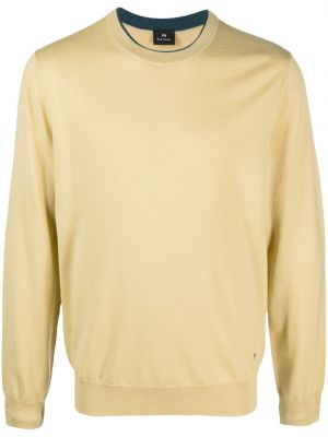 Пуловер бродиран от мерино вълна Ps Paul Smith жълто