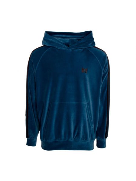 Velours hoodie Needles blau