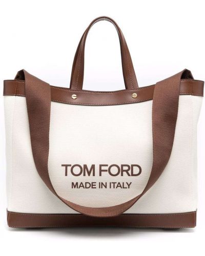 Bolso shopper con estampado Tom Ford blanco