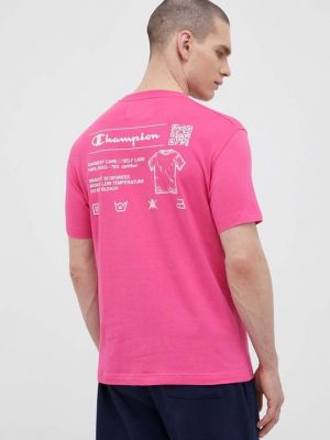 Хлопковая футболка Champion розовая