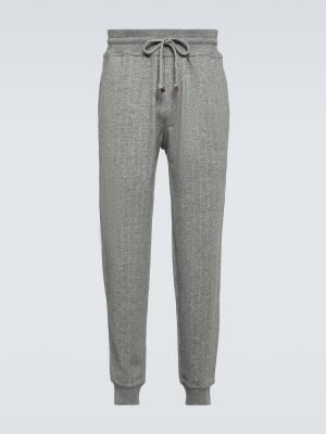 Pantalones de cachemir de algodón con estampado de cachemira Brunello Cucinelli gris