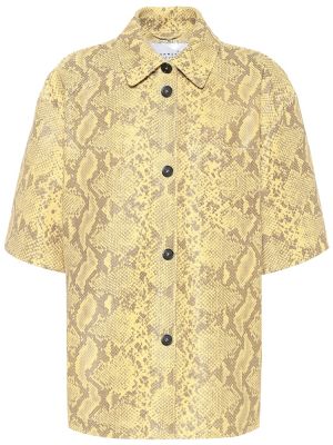 Camisa de cuero de estampado de serpiente Common Leisure amarillo