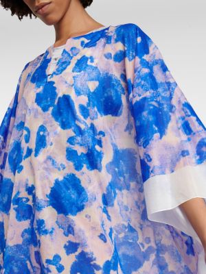 Sukienka midi bawełniana z nadrukiem Dries Van Noten niebieska