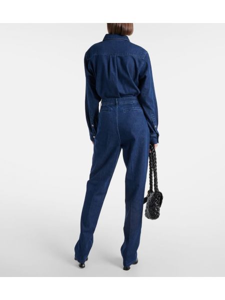 Voľné džínsy s rovným strihom s vysokým pásom Tove modrá
