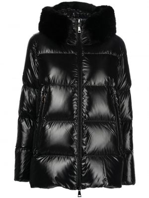 Doudoune en fourrure à capuche Moncler noir