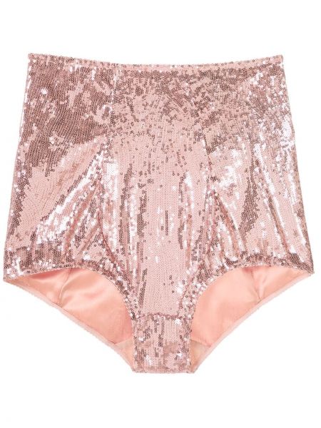 Pantalon culotte brodé à paillettes taille haute Dolce & Gabbana rose