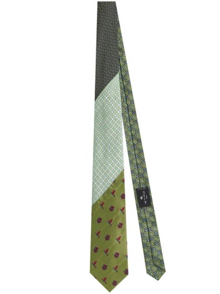 Žakárová hedvábná kravata Etro zelená