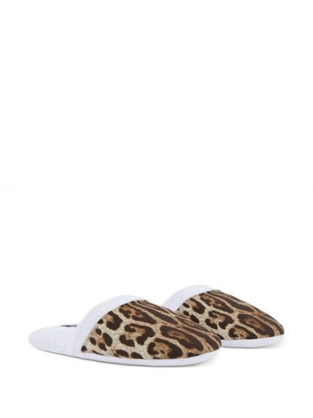 Čības ar apdruku ar leoparda rakstu Dolce & Gabbana balts