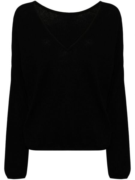 Кашмирен пуловер с v-образно деколте Crush Cashmere черно
