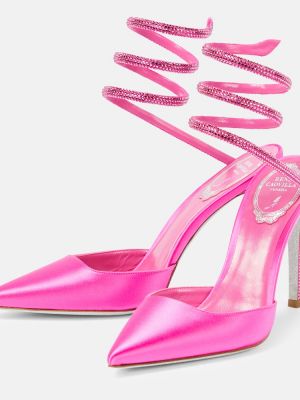 Pantofi cu toc din satin Rene Caovilla roz