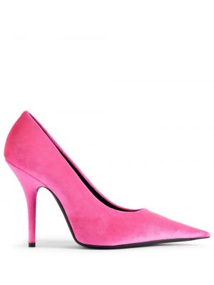 Кадифени полуотворени обувки Balenciaga розово