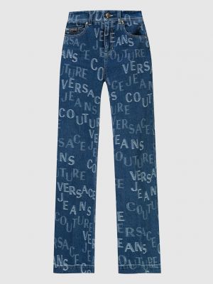 Джинси Клеш з візерунком розкльошені Versace Jeans Couture, сині