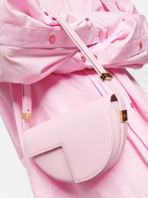 Bolsa de hombro de cuero Patou rosa