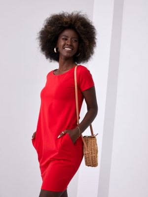 Sukienka mini z krótkim rękawem Fasardi czerwona