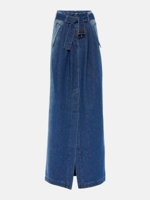 Spódnica jeansowa z wysoką talią Dries Van Noten niebieska