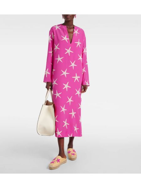 Baskılı ipek kaftan Valentino pembe