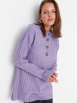 Džemperis ar pogām velveta Trendyol violets