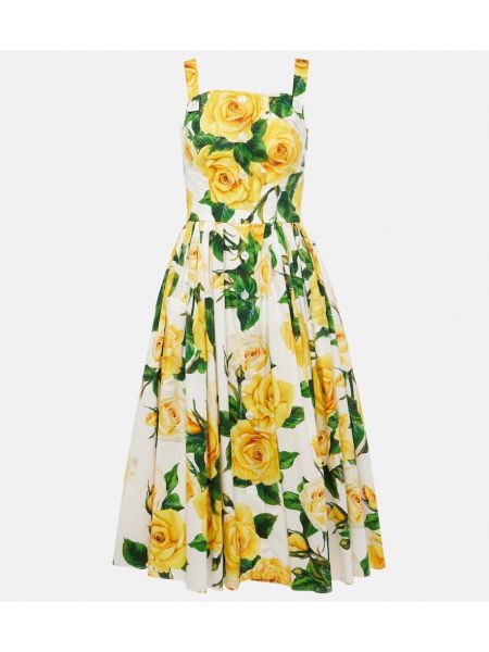 Sukienka midi bawełniana w kwiatki Dolce&gabbana