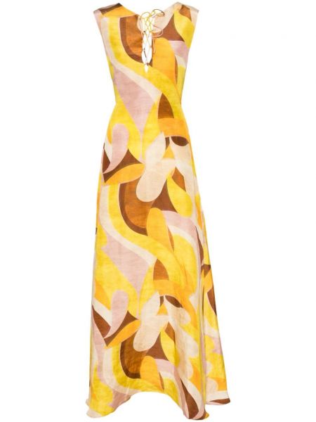 Φόρεμα με αφηρημένο print Raquel Diniz κίτρινο
