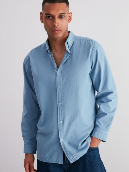 Bavlněná lněná košile Trendyol modrá
