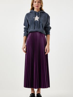 Plisuotas megztas sijonas Happiness İstanbul violetinė