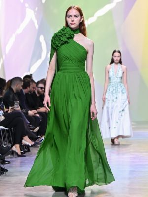 Rochie lunga de mătase Elie Saab verde