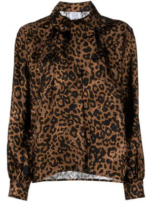 Žakárová košeľa s potlačou s leopardím vzorom Vetements hnedá