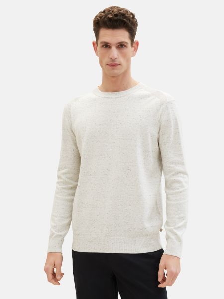 Меланжов пуловер Tom Tailor бяло