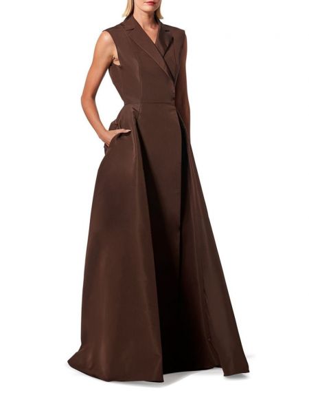 Jedwabna sukienka wieczorowa Carolina Herrera brązowa