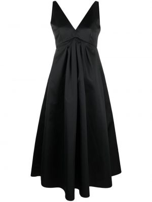 Сатенена миди рокля с v-образно деколте Odeeh черно