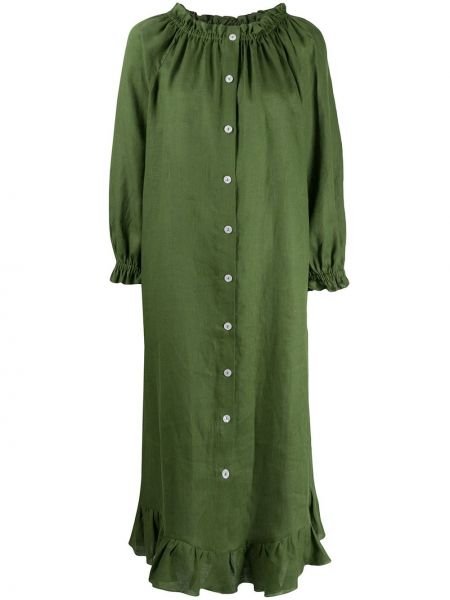 Платье миди с оборками Sleeper, зеленое