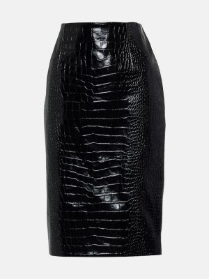 Kožená sukňa Versace čierna