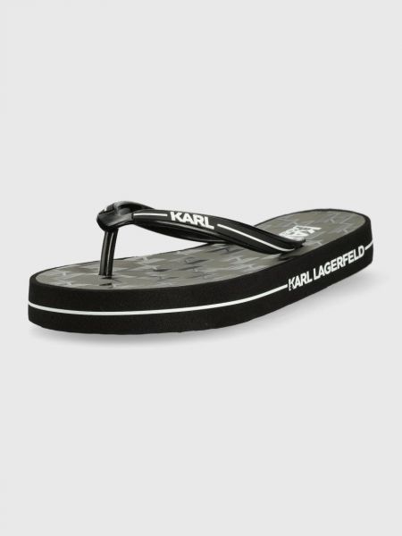 Žabky na podpatku na plochém podpatku Karl Lagerfeld černé