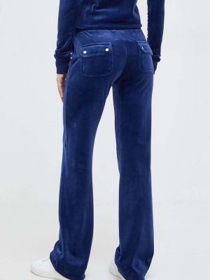 Pantaloni sport din velur Juicy Couture albastru