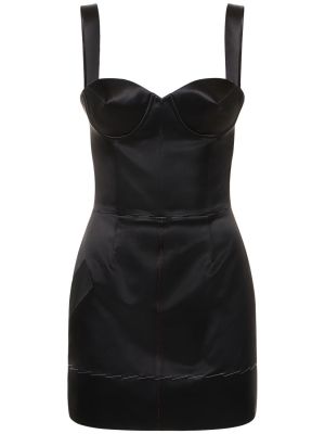 Saténové mini šaty Maison Margiela černé