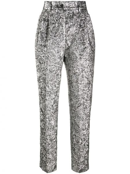 Květinové kalhoty Alberta Ferretti stříbrné